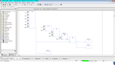 Voici le programme visualisé hors ligne (Q4.0 et Q5.0 sont les sortie digitales de la commande des préactionneurs de type PARKER LUCIFER)