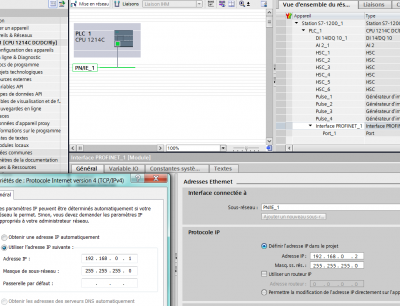 adresses IP API et PG/PC