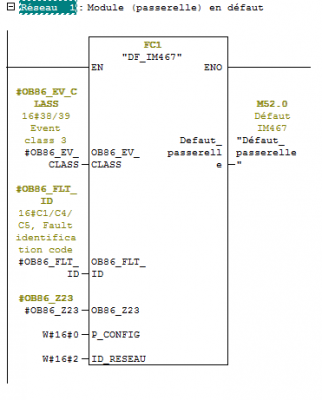 Bloc défaut sur module