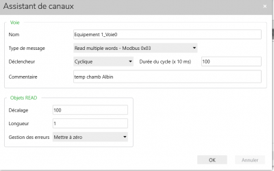 canaux avec une voie adresse