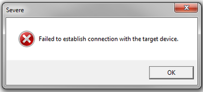 Fenêtre erreur de connexion